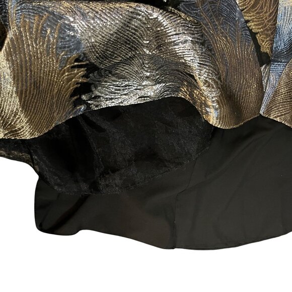 Teri Jon Rickie Freeman Feather Jacquard Full Length Gown Used Formal 4 - Picture 8 of 16